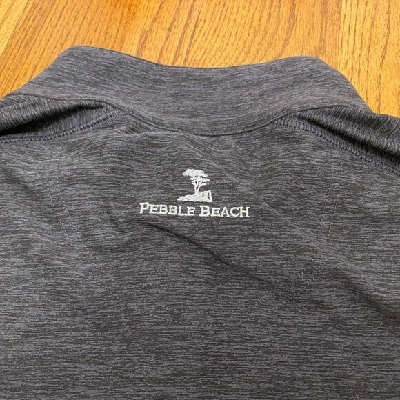 Pebble Beach Hesthered Grey Long Sleeve Performance Pull Over - Picture 8 of 16